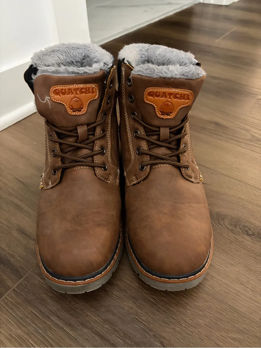 Like New Brown Faux-Fur Lined Work Boots